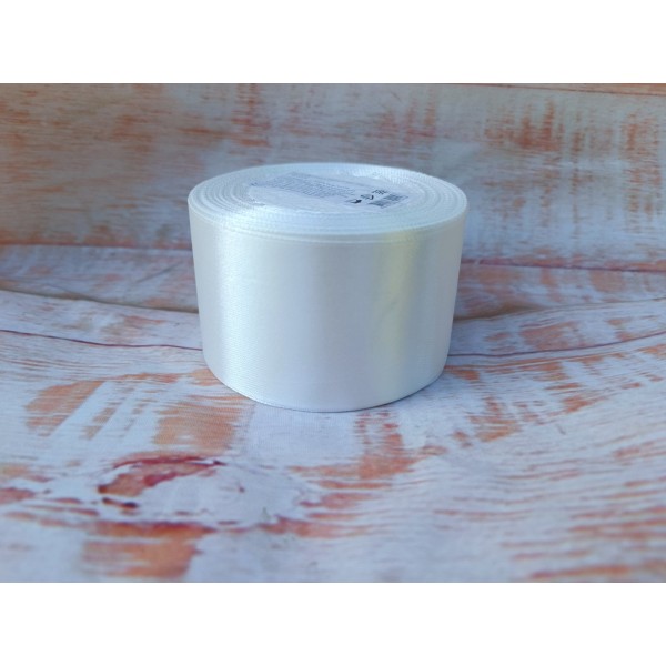 Лента атласная, 50 мм х 25 ярд, белый