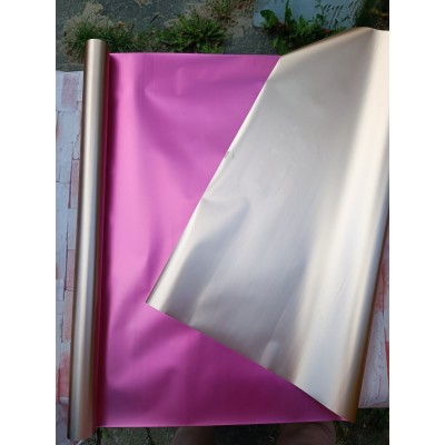 Пленка "Двухцветный металл", 53 мкр, 58 см х 10 м, розовое золото / розовый