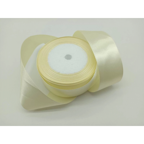 Лента атласная, односторонняя, 50 мм х 25 ярд, шампань