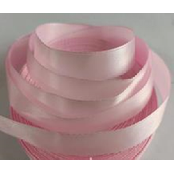 Лента атласная, односторонняя, 25 мм х 25 ярд, ледяной розовый