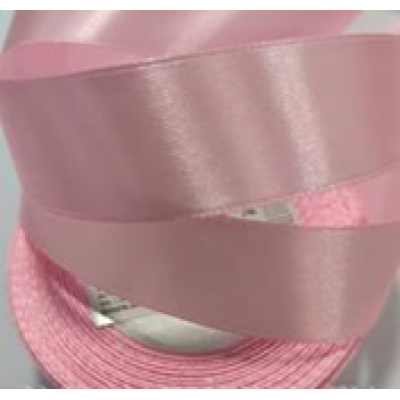 Лента атласная, односторонняя, 25 мм х 25 ярд, жемчужно-розовый