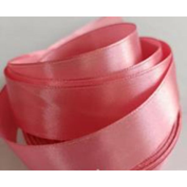 Лента атласная, односторонняя, 25 мм х 25 ярд, розовый пион