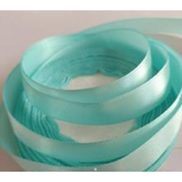 Лента атласная, односторонняя, 25 мм х 25 ярд, небесно-бирюзовый