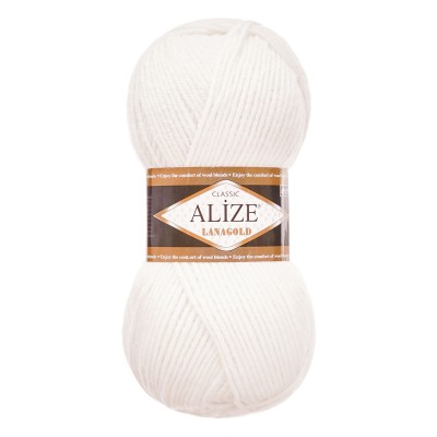 Пряжа ALIZE 'Lanagold' 100гр., 240м (49% шерсть, 51% акрил) 55 белый Пряжа ALIZE 'Lanagold' 100гр., 240м (49% шерсть, 51% акрил) 55 белый