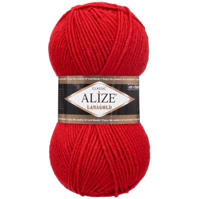 Пряжа ALIZE 'Lanagold' 100гр., 240м (49% шерсть, 51% акрил) 56 красный