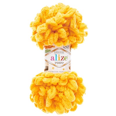 Пряжа Alize 'Puffy' 100г 9м (100% микрополиэстер) 216 желтый