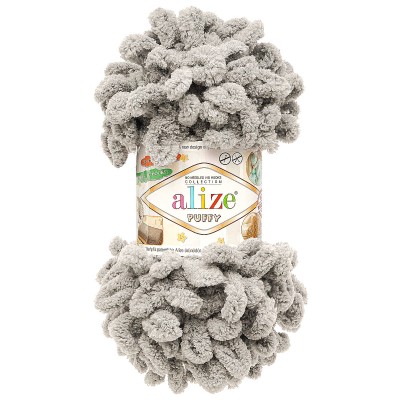 Пряжа Alize 'Puffy' 100г 9м (100% микрополиэстер) 302 серый