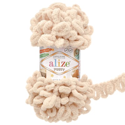 Пряжа Alize 'Puffy' 100г 9м (100% микрополиэстер) 599 слоновая кость
