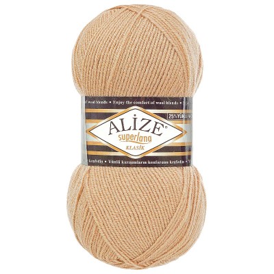 Пряжа ALIZE 'Superlana klasik' (однотонная) 100г 280м (75% акрил, 25% шерсть) 05 бежевый