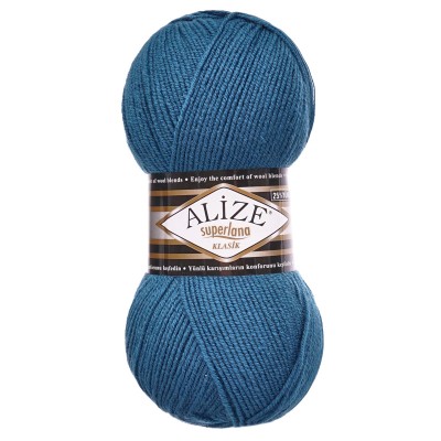 Пряжа ALIZE 'Superlana klasik' (однотонная) 100г 280м (75% акрил, 25% шерсть) 403 морская волна Пряжа ALIZE 'Superlana klasik' (однотонная) 100г 280м (75% акрил, 25% шерсть) 403 морская волна
