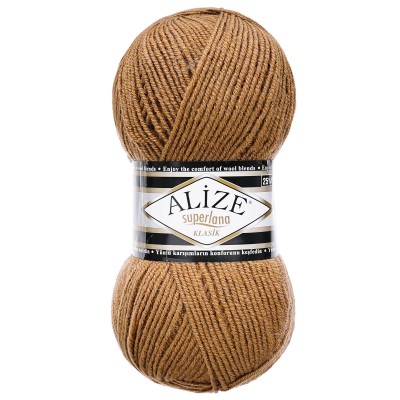 Пряжа ALIZE 'Superlana klasik' (однотонная) 100г 280м (75% акрил, 25% шерсть) 466 тёмно-бежевый