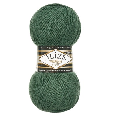 Пряжа ALIZE 'Superlana klasik' (однотонная) 100г 280м (75% акрил, 25% шерсть) 469 дым сосны