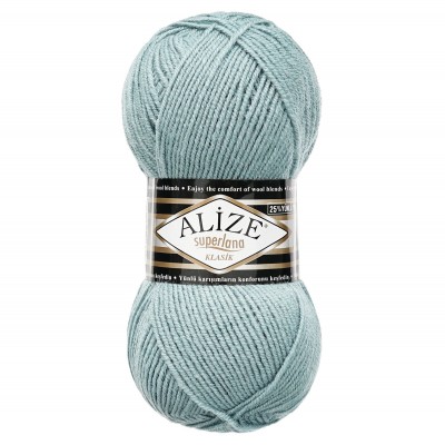 Пряжа ALIZE 'Superlana klasik' (однотонная) 100г 280м (75% акрил, 25% шерсть) 575 серо-голубой