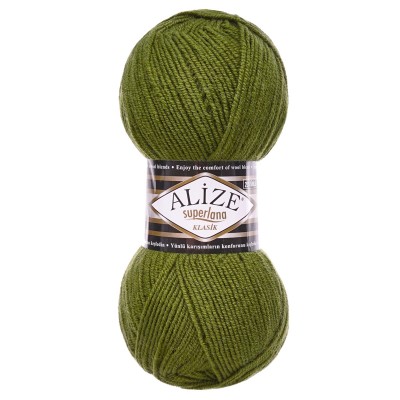 Пряжа ALIZE 'Superlana klasik' (однотонная) 100г 280м (75% акрил, 25% шерсть) 620 оливковый