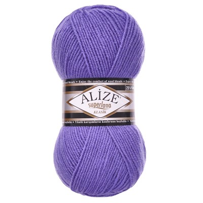 Пряжа ALIZE 'Superlana klasik' (однотонная) 100г 280м (75% акрил, 25% шерсть) 851 фиолетовый Пряжа ALIZE 'Superlana klasik' (однотонная) 100г 280м (75% акрил, 25% шерсть) 851 фиолетовый
