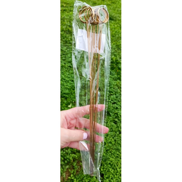 Держатель металлический в букет "Круг" для открыток/ценников, D3 см, H34 см, 10 шт./упак., золото